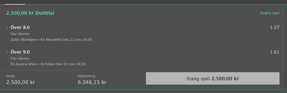 Överspel hörnor Speltips, odds, tips, betting, spelförslag, bonusar, rek, dagens bästa spel